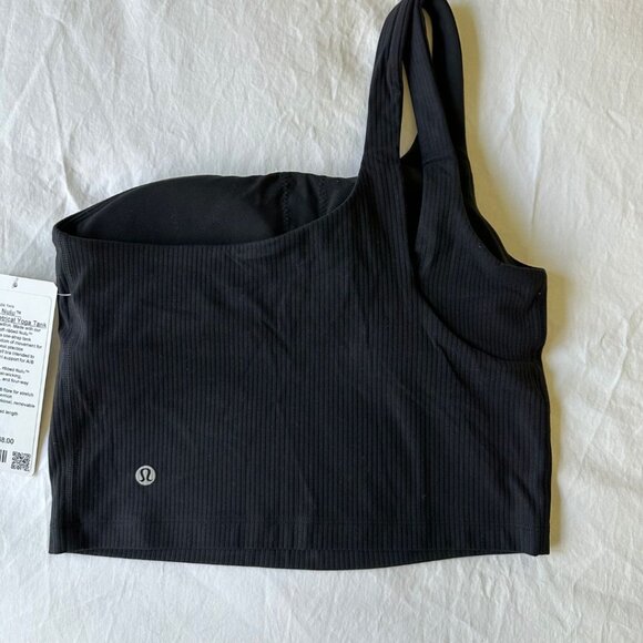 NEW! Lululemon Black Ribbed Nulu Asymmetrical Tank Top - Size US 6 - Picture 4 of 6